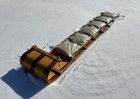 Vtg Paris 8  Foot Wood Toboggan W  Seat Cushion Pad - Winter Snow Wooden Sled