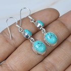 Turquoise Natural Gemstone 925 Sterling Handmade Solid Genuine Silver Earrings