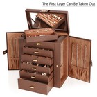 Akozlin 6-tier Jewelry Organizer Functional 5 Drawers Leather Jewelry Storage