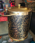 Vintage Ice Bucket 12  Tall Gold   Black 25lb  Capacity Made In Italy