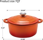 7qt Orange Enameled Cast Iron Dutch Oven With Lid