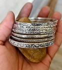 Set Of 7 Stacking Bangle Solid 925 Sterling Silver Hammered Bangle All Size P21