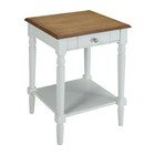 French Country One Drawer End Table With Shelf   Driftwood white