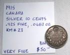1915 Canada Silver 10 Cents  925 Vf Coin Ar32