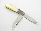 Vtg  80s Parker Japan Custom Trapper Mop Pearl Abalone Eagle Inlay Folding Knife