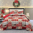 King Size Reversible Christmas Quilt Set With Tree  Snowflake   Reindeer