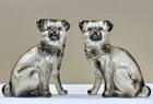 Vintage Staffordshire-style Porcelain Pug Dog Statue Pair 2 Of 2