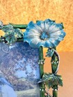Picture Frame - Vintage Enamel Victorian Floral Style Accented W  Crystals Blue