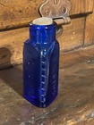 Antique Triloids Cobalt Blue Triangular Bottle 3 3 8  Tall Poison Early 1900s