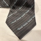 Disney Parks Monorail Silk Necktie Stripes Gray Blue Silver