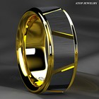 8mm Gold Plated Metal Black Tungsten Carbide Ring Men Wedding Band Atop Jewelry