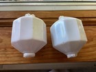 Antique D s Milk Glass Lightning Rod Balls Pair Faceted Patent Pending