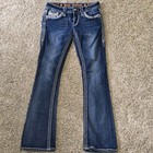 Rock Revival Oliana Jeans Boot Cut Fleur Distressed 25 measures 28  Rhinestone
