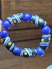 Fancy Blue Trailed Dot Set Antique Venetian Glass Trade African Beads 