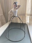 Vtg Germany Porcelain Half Doll Pin Cushion Girl W Wire Frame 826