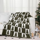  Knit Throw Blanket  50 X 60 Inch Reversible Christmas Tree Green And White