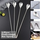 4-piece Stainless Steel Bar Spoon  12-inch Spiral Handle 12 0 Inches  Silver