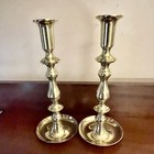 Tall Antique Forged Brass 10 5  Candlesticks W saucer Base Restored quality Item