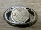 Vintage Freemason Masonic Belt Buckle W  Made A Mason Coin Token Center Piece