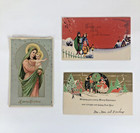 Lot Of 3 Early 1900s American Christmas Greeting Postcards Antique Litho  Inv B