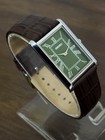 Vintage Seiko Slim Men s Quartz Wrist Watch -green Roman Dial-leather Strap