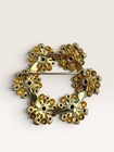 1950s Mid Century Blue Crystal Wreath Brooch Gold Tone Floral Vintage
