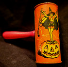 Vintage Halloween C1950 Noisemaker Shaker Sexy Witch Kirchhof Tin Ex Carpentier