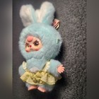 Baby Three Rabbit Macaron Cute Bunny Blue Plush Key Or Bag Ring