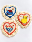 3 New Vintage Heart Refrigerator Magnet Russ Bertie Cat Cottage Lace 80s Country