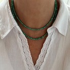 5mm Round Green Blue Arizona Turquoise Beaded Gemstone Choker Layering Necklace