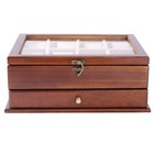 Vintage Watch Box 2 Layers Sycamore Wood Jewelry Large Storage Case Organizer