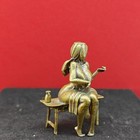 Mini Bronze Seated Female Figurine Vintage Art Sculpture Metal Decor Collectible