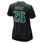 Women s  26 Saquon Barkley Carbon Black Super Bowl Lix Fashion Game Jersey
