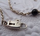 Vintage Sterling Handcrafted Ankle Chain  Black Onyx  Awesome Clasp Konder  253