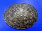 Western Oval Flower Swirl Ornate Brass Tone Cowgirl Cowboy Belt Buckle