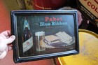 Rare 1930s Pabst Blue Ribbon Beer Self Framed Litho Metal Sign Milwaukee Wis