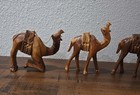 Lot Of 9 Vintage Hand-carved Wooden Camels Standing   Kneeling 