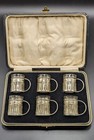 Levi  salaman Birmingham Uk Antique Silver Glass Tea Cup Holders