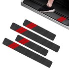 4pcs Door Sill Protector Compatible With Dodge Charger Challenger  Fiber Red