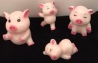 Vintage Sweet Napping Baby  Pig  Pig Family Figurines Set Of 4 Miniature