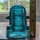 Vintage Glass Insulator Deep Aqua Teal Brookfield Beehive Shop Number 00