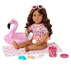 Our Generation Gabriela Posable 18  Doll With Beach Accessories And Storybook