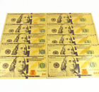 Lots 10 Pcs Gold Banknotes Usa  100 Dollar Paper Money Collection Bill Craft New