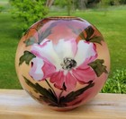 Antique Oil Lamp Glass Painted Ball Globe Shade W  Flowers Original Light Part