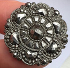 Antique Heavy Deluxe Cut Steel Button scalloped Edge 1-1 16  e18