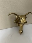 Vintage Solid Brass Door Knocker Longhorn Cow Bull Steer 7   