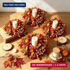 6 Pcs Fall Candle Ring Wreaths Artificial Autumn Candle Holder Wreath