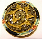 1 5  Antique French Champleve Button Enamel Cut Steel Rivet Openwork Gilt Bronze