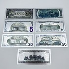 Us Dollar Silver Banknotes 1 2 5 10 20 50 100 Bills Money Set Decorative Gift