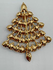 X-1888 Brooch Gold Tone Pin 2 6  Christmas Rhinestone Tree Colorful